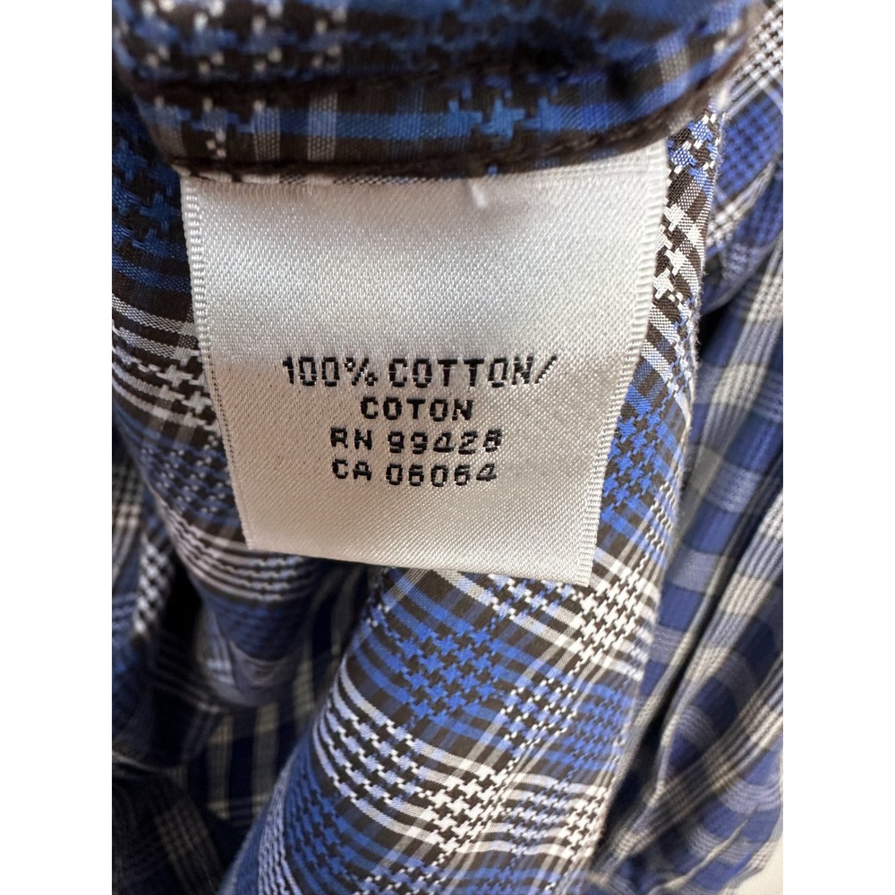 Bugatchi Shaped Fit Plaid Button Down Shirt Blue White Men's Size Large Cotton - Picture 7 of 10